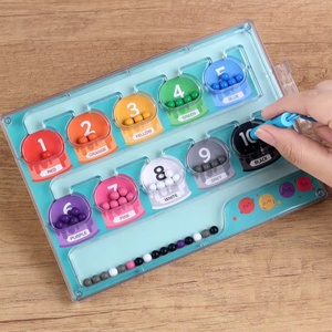 Bloques de Construcción de Pistas de Canicas, Juguete Educativo DIY para el Pensamiento Lógico de los Niños, de Madera, para Aprender a Combinar Colores y Números, Laberinto de Colores - Product Image 1