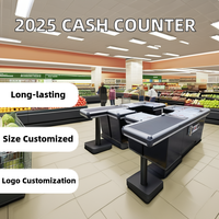 Comptoir de caisse commercial en métal personnalisé pour supermarché, design populaire