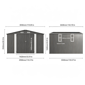 Caseta de Almacenamiento Exterior de 10x12 Pies, Caseta de Jardín Metálica Grande con Puerta Doble y Dos Ventanas Translúcidas, Caseta para Herramientas Impermeable - Product Image 6