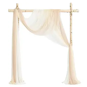 拱门婚礼派对仪式和薄纱面料真丝植物纤维婚礼窗帘批发