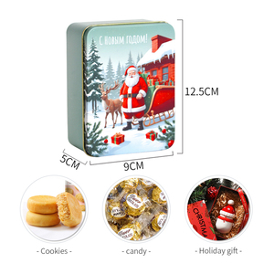 Contenedor de metal de lata de Navidad <span class=keywords><strong>rectangular</strong></span> personalizable con tapa de diseño de lujo clásico para embalaje de calcetines durante la temporada de vacaciones - Product Image 6