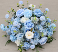 Bouquet de fleurs artificielles en soie bleue pour mariage, centre de table, décoration intérieure, arrangement floral pour table