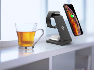 QI Chargeur Sans Fil 3 En 1 Pour <span class=keywords><strong>Iphone</strong></span> <span class=keywords><strong>11</strong></span>/XS/X/<span class=keywords><strong>Airpods</strong></span> pro/Iwatch 5/4 Rapide charge Sans Fil Support De Charge Pour Samsung S10/Bourgeon/Montre - Product Image 6