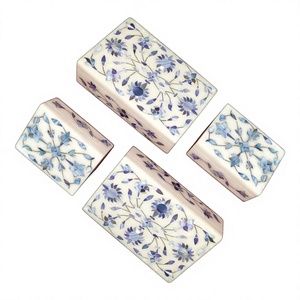 Meilleure belle boîte élégante faite à la main en marbre bleu vadrouille avec matériau en nacre pour le stockage de bijoux Article cadeau - Product Image 1