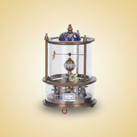 Horloge mécanique vintage et unique en émail cloisonné chinois / Bronze vert/bleu pour aquarium animé