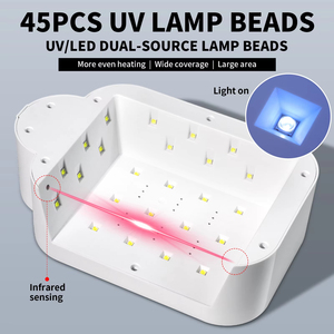 เครื่องอบเล็บ UV LED แบบมืออาชีพ พร้อมที่วางมือไร้สาย 45LEDs ชาร์จไฟได้ สำหรับอบเจลขัดเงา อุปกรณ์ทำเล็บ - Product Image 4