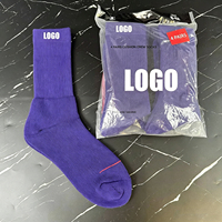 Chaussettes unisexes à semelle épaisse style hip-hop, chaussettes de sport en coton avec logo personnalisé, lot de 4 paires