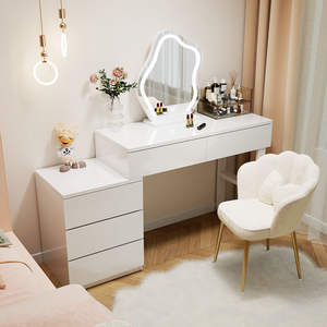 Modern Minimalist Makeup Vanity <b>Desk</b> With Mirror And Storage Drawers For <b>Bedroom</b> Adult Use - Product Image 1