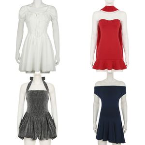 Vestido Mini sin Mangas para Mujer, Corte en A, Cintura Natural, Color Sólido, Transpirable, Ecológico, Casual, para Verano, Playa o Vacaciones - Product Image 1