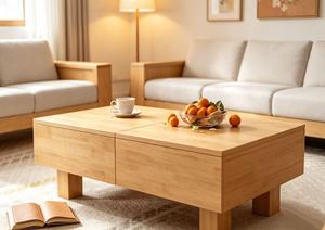 Modern Solid Wood Coffee <b>Table</b> with Storage <b>Drawers</b> Minimalist Living Room Tea <b>Table</b> Low <b>Side</b> <b>Table</b> - Product Image 2