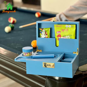 Boîte de rangement rose verrouillable en bois de bambou naturel avec plateau roulant boîte à fumée de luxe - Product Image 4