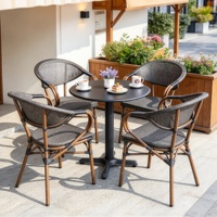 Ensemble de table et de chaises de bistrot de jardin en rotin moderne haut de gamme, imperméable et résistant au soleil