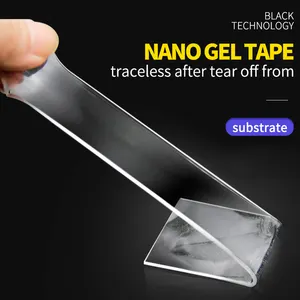 Nastro adesivo moda Pet Nano Grip trasparente riutilizzabile in schiuma acrilica Gel Heavy Duty Double Sided Nano Tape 5 m