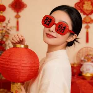 Lunettes de soleil unisexe à monture PC et verres AC, style « Get Rich New Year Prosperity Flip On », avec miroir décoratif intégral - Product Image 1