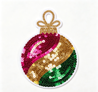 Joyeux Noël : Écussons brodés « Holly Jolly » avec paillettes et sequins, grands, personnalisés, vente en gros, à thermocoller ou à coudre pour vêtements, chapeaux et sacs