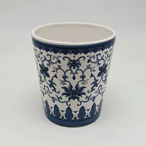 Customized Chinese Style Home Decor Garden Supplies Blue White Porcelain Pattern Ceramic Orchid Pot Terracotta Flower Planting