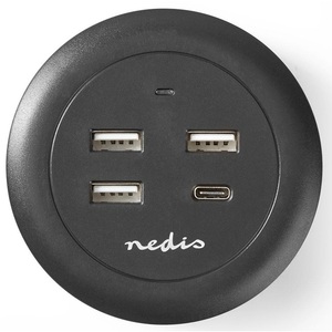 Nedis Multiport Charger 30W USB-C 3xUSB-A Fast <b>Charging</b> Wall Desk <b>Plug</b> - Product Image 3