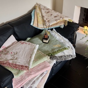 Serviette de Bain Multifonctionnelle en <span class=keywords><strong>Jacquard</strong></span> 100% Coton Tissé, Style Artistique Écologique Luxe Léger, Décoration à Pompons, Rétro Français - Product Image 1