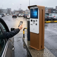 Kiosque de paiement pour système de stationnement extérieur avec écran tactile haute résolution de 15,6 pouces, lecteur de codes-barres et imprimante de reçus, sur pied