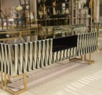 Meilleures ventes : Tables consoles en acier inoxydable doré avec miroir mural, table basse miroir, meuble TV