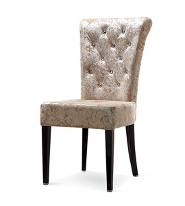 XINMOLL-Silla de comedor de terciopelo con respaldo alto, asiento tapizado con tachuelas para cocina, restaurante, dormitorio, sala de estar, color Beige - Product Image 2