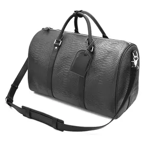 Luxury Custom Logo Snakeskin Leather Waterproof Large Gym Duffel Bag Custom Travel Bags For Mens