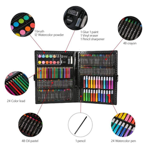 Conjunto de arte para dibujar y pintar para niños, con crayones, pasteles al óleo, rotuladores de acuarela, herramientas de lápiz de colores, regalo para niños y niñas, 168 Uds. - Product Image 4