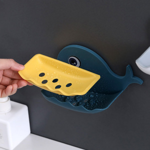 Jabonera no perforada en forma de <span class=keywords><strong>ballena</strong></span>, caja de jabón de drenaje para baño, estante de almacenamiento montado en <span class=keywords><strong>la</strong></span> pared para jabón de baño - Product Image 3