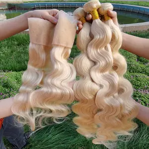 Lots de cheveux brésiliens 613 naturels, vierges, bruts, non traités, blonds 100%, body wave, 613