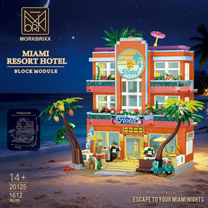 MORK 20125 1612PCS Miami <span class=keywords><strong>Hotel</strong></span> Building Block Brick Set Model <span class=keywords><strong>MOC</strong></span> Technical Toy Plastic Festival Gift - Product Image 2