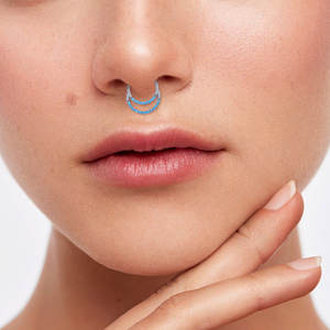 एटम F136 टाइटेनियम 16g नाक सेप्टम छल्ले डबल स्टैक cz क्लिकर इयररिंग्स हेलिक्स लोब शंकु डेथ कान - Product Image 3