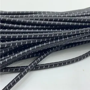 Fabrika özel siyah beyaz yansıtıcı elastik ip kablosu atlama noktası şok kordon çapı elastik Bungee kordon