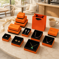 Emballage de luxe pour bijoux en carton léger, fait main, unique, personnalisé, avec logo personnalisé, ZXF Debossing 5*8*2.5cm, orange, pour les articles de mode