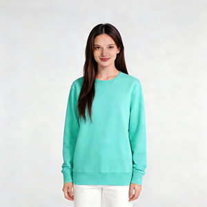 Men's <b>Green</b> Crew Neck Knitted Cotton Sweatshirt Regular Fit Solid Color Casual Pullover Autumn Wear - Product Image 3