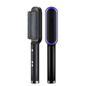 Electric Hot Air Iron Fast Hair PTC Heat Straightening Brush Portable Straightener Long And Short Hair Straightener Brush