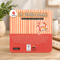 Kit de fabrication de tampons en caoutchouc avec 5 tampons en bois, 4 tampons encreurs colorés, boîte en métal pour la création de cartes, le scrapbooking, le journaling et la papeterie DIY