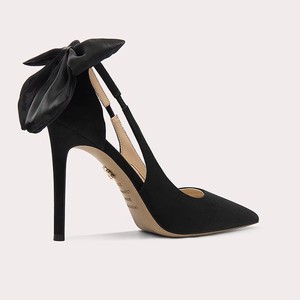 Spring and Summer New <strong>Black</strong> Pointy High <strong>Heels</strong> Ladies Thin <strong>Heel</strong> Single Shoes Butterfly Wedding Shoes <strong>Small</strong> Bride Shoes - Product Image 4