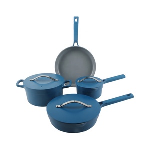 Olla de sopa de aluminio antiadherente moderna y duradera, juego de cocina de acero inoxidable triple con tapa de vidrio templado, compatible con estufa de Gas - Product Image 6