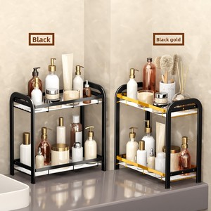 Comptoir <span class=keywords><strong>de</strong></span> <span class=keywords><strong>salle</strong></span> <span class=keywords><strong>de</strong></span> <span class=keywords><strong>bain</strong></span> moderne à double étage en métal étagère d'organisation dessus <span class=keywords><strong>de</strong></span> coiffeuse avec support <span class=keywords><strong>de</strong></span> <span class=keywords><strong>rangement</strong></span> <span class=keywords><strong>de</strong></span> parfum - Product Image 3