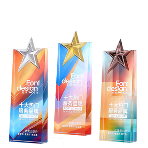Hot Selling Sport Crystal Trophy Wholesale Custom UV Printing and Engraving Crystal Award Company Annual Meeting Trophy