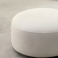 Pouf rond blanc crème en bouclette, repose-pieds en sherpa en forme d'arc, tabouret de salon, siège tambour, pour chambre à coucher et coiffeuse