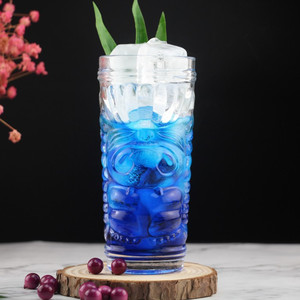Vente en gros de tasses en verre à cocktail Tiki personnalisées sans plomb pour boissons et vin Tasses Tiki de bar Grimace Livraison directe - Product Image 5