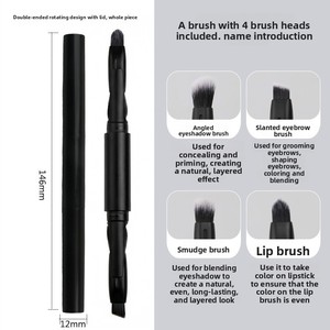 Kit de pochoirs à sourcils rotatifs à double tête avec pinceau en fibres synthétiques, outil de maquillage oblique pour les yeux et les lèvres - Product Image 3