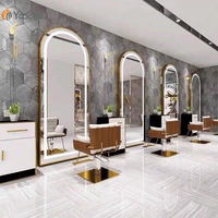 Yoocell Miroir de Salon Décoratif en Cuivre avec Cadre Métallique, Miroir de Coiffure pour Équipement de Salon de Beauté