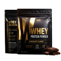 Poudre de protéines de lactosérum OEM ODM, 24 g de protéines, faible teneur en sucre, saveur chocolat, complément nutritionnel sportif