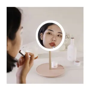 Groothandel Reclame Geschenken Hd Ronde Make-Up Spiegel Draagbare Student Slaapzaal Touch Licht Led Make-Up Spiegel