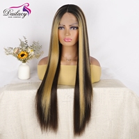 Perruque synthétique longue et droite brun clair avec dentelle frontale en U, en fibre Futura résistante à la chaleur pour femmes
