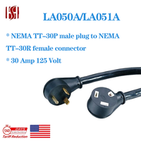 Kabel Ekstensi Daya RV TT-30 AMP 50 FT, Konduktor Tembaga, Selubung PVC, Ujung Betina NEMA, Ujung Jantan AC, Arus Terukur 30A, untuk Peralatan Rumah Tangga