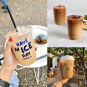 <span class=keywords><strong>Vasos</strong></span> de Plástico PET Transparentes Desechables con Logotipo Personalizado, Base Redonda en Forma de U, 16 oz, con Tapas y Pajitas para Café Helado y Matcha para Llevar - Product Image 3