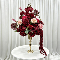 40CM Kunstbloemenbol Bloemstuk Fuchsia Rood Heet Roze Bruiloft Tafel Bloemdecoratie
